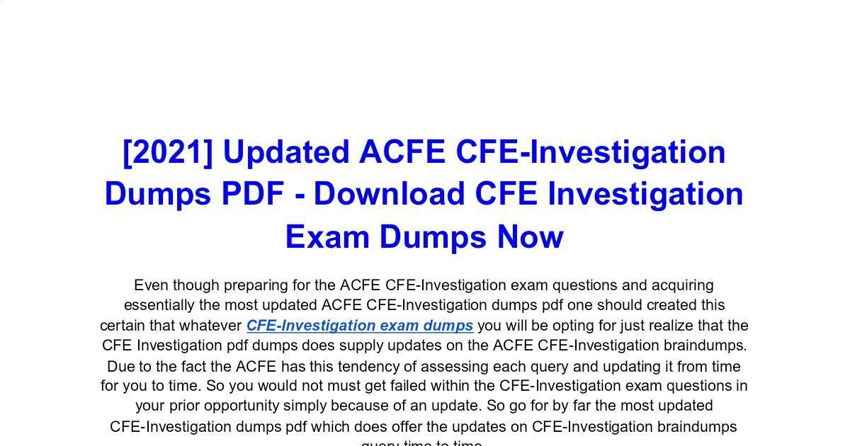 CFE-Investigation Vorbereitungsfragen