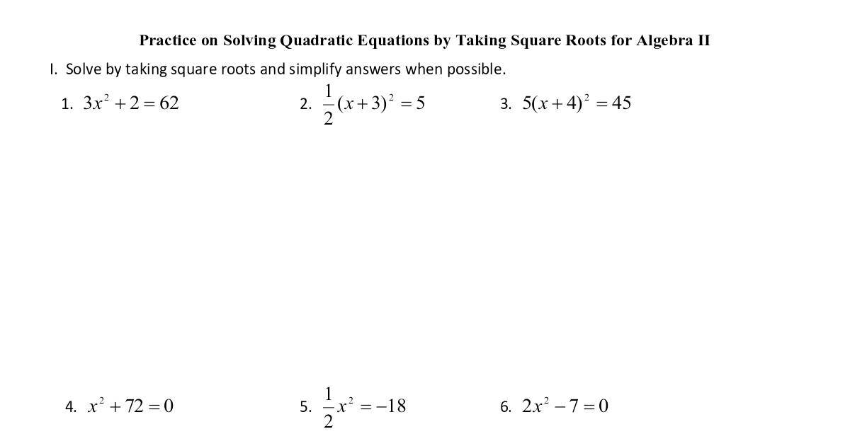 1.6 Homework on Quadratic Equations with Square Roots | DocHub