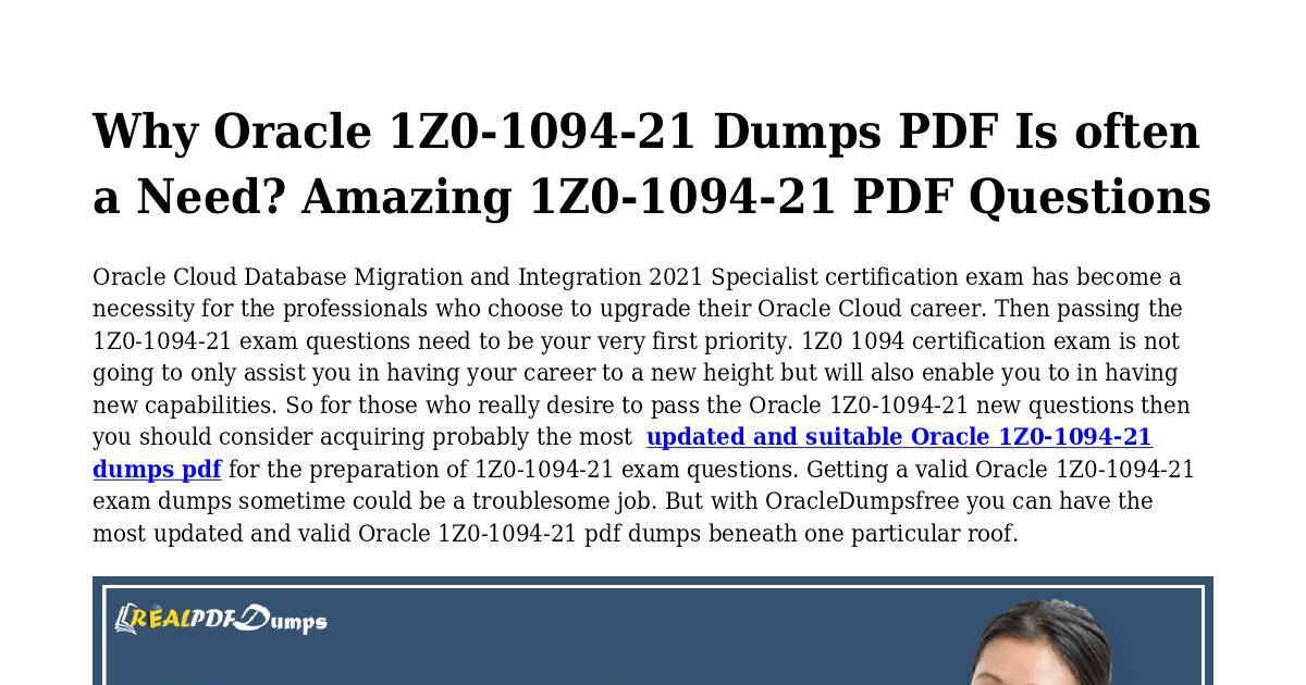 1Z0-1094-21 PDF Dumps Will Assist To Prepare Exam Now.pdf | DocHub