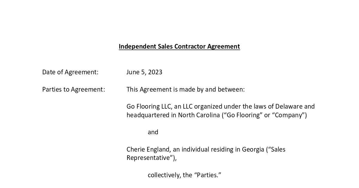 Go Flooring Sales Rep 1099 Agreement_GA_England_Cherie.pdf DocHub