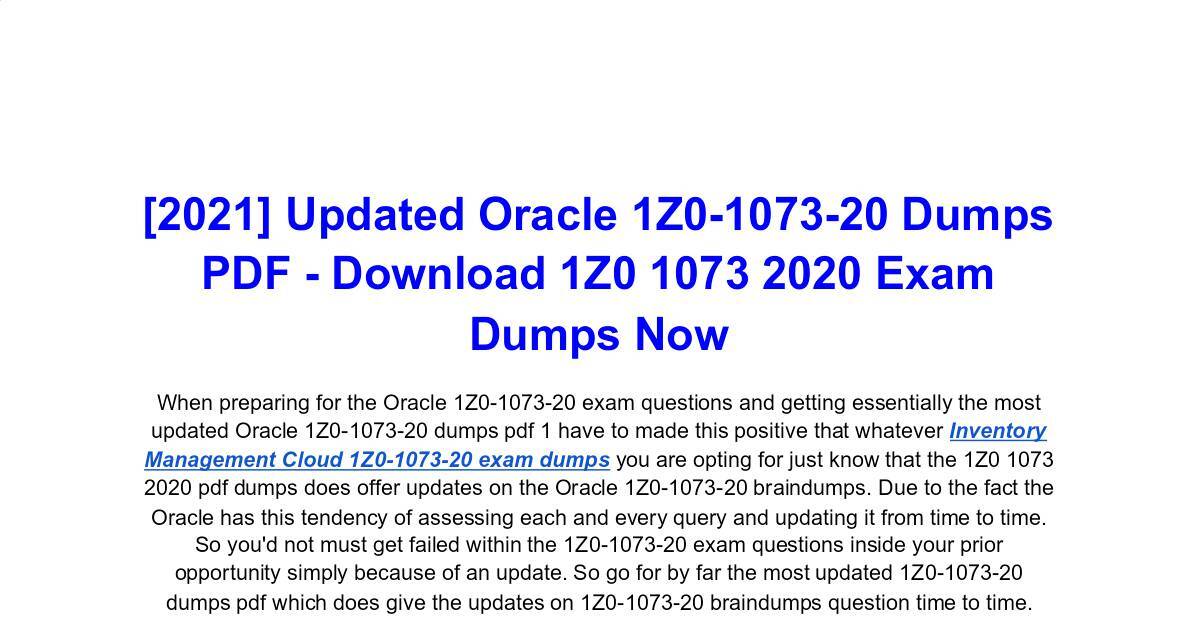 Advanced Oracle 1Z0-1073-20 Dumps PDF - Outstanding Approach to Prepare Sns-Brigh10