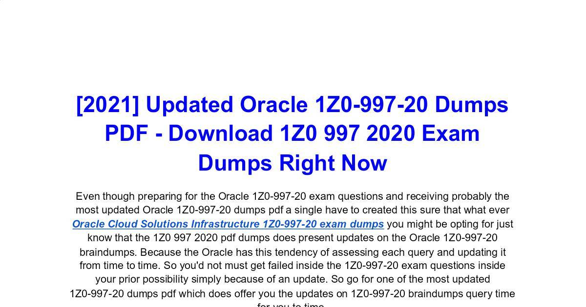 New 1z0-997-22 Dumps Questions