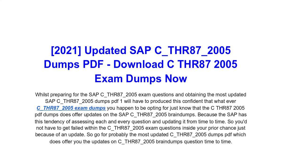 Latest C-THR87-2211 Dumps Questions