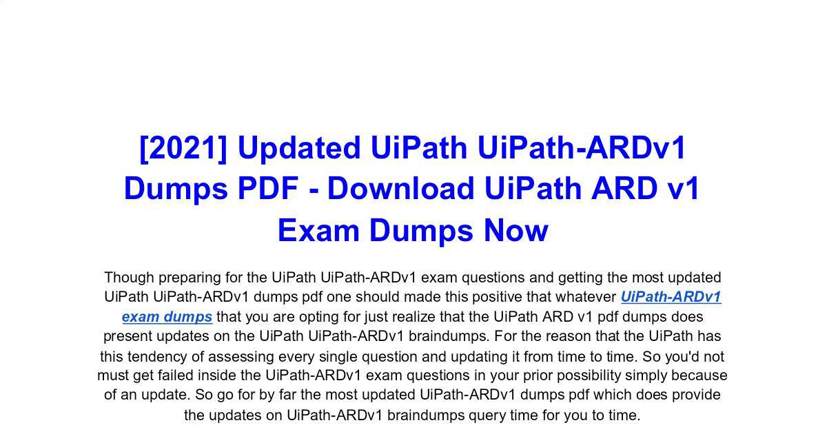 UiPath-ARDv1 Exam Learning