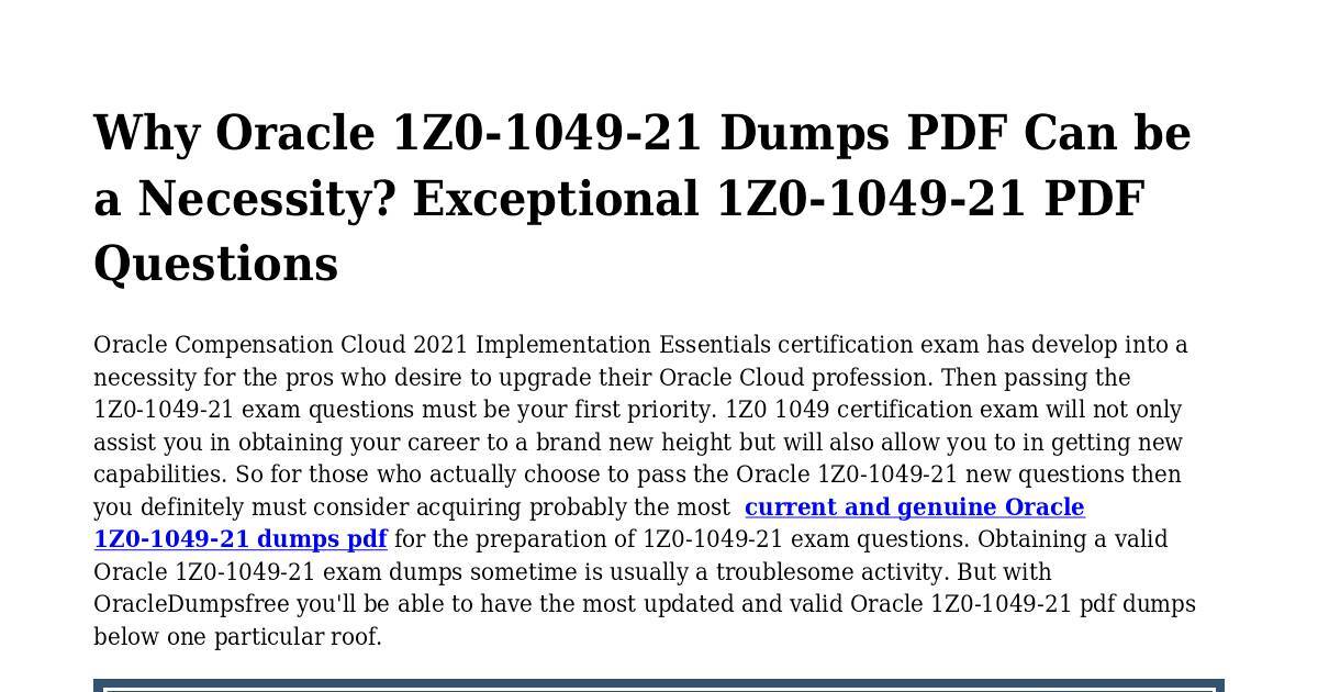 1z0-1049-22 Certification Dump