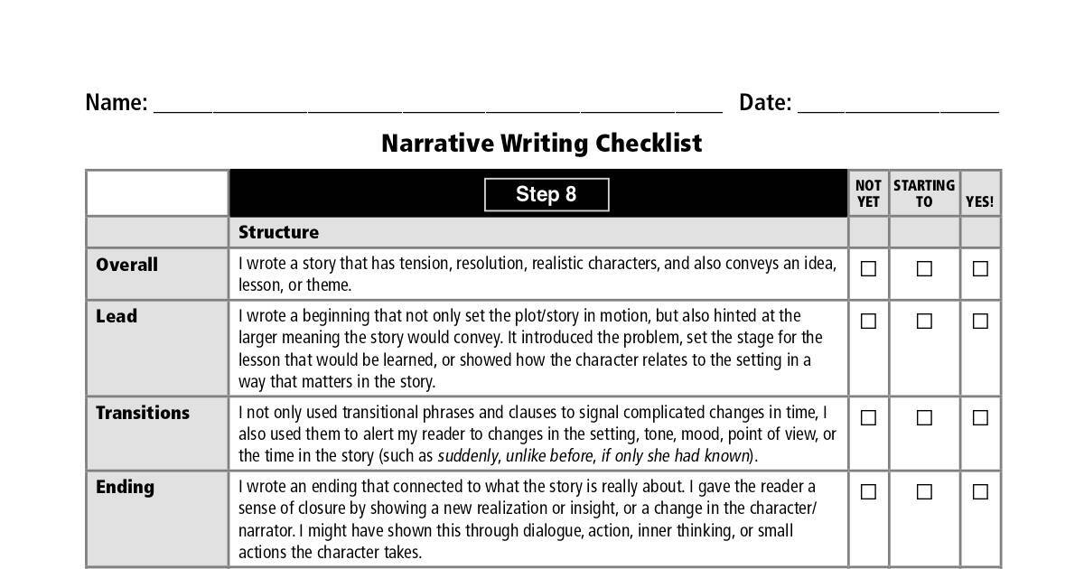 Step 8 Narrative Checklist | DocHub