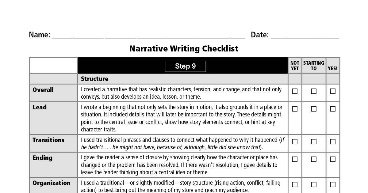 Step 9 Narrative Checklist | DocHub