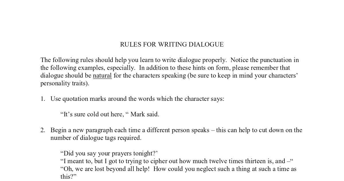 RULES FOR WRITING DIALOGUE | DocHub