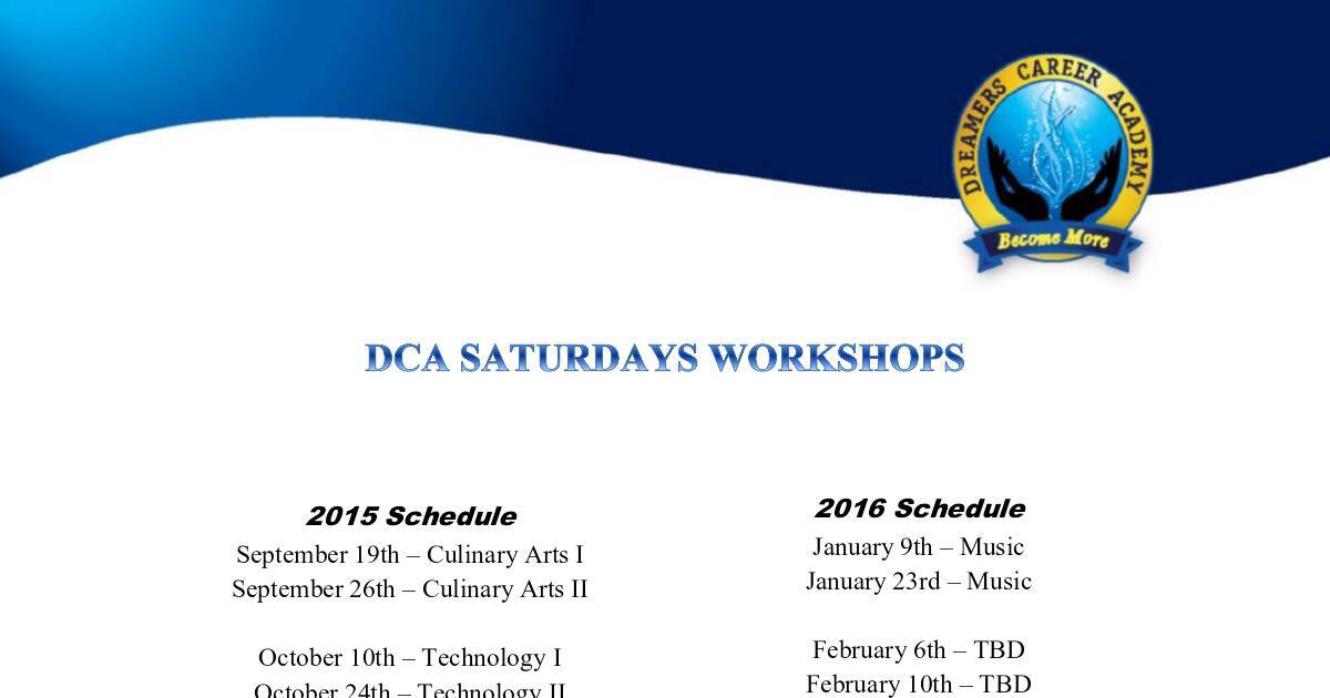 DCA Saturday Calendar DocHub