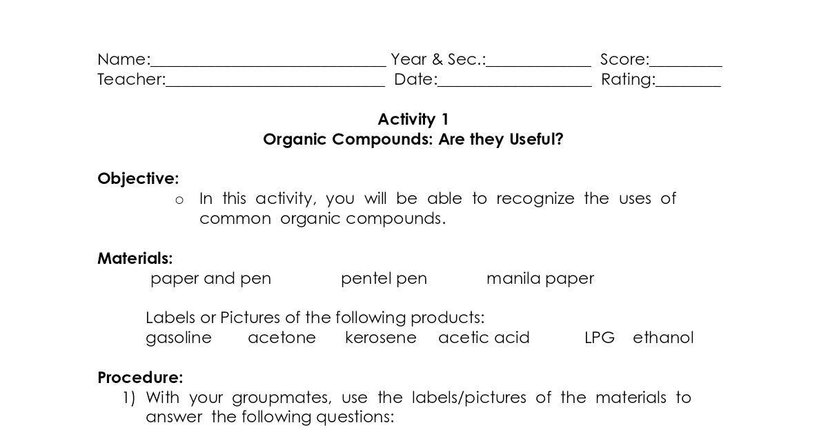 Organic Compounds Activities Dochub Organic Compounds Activities Dochub