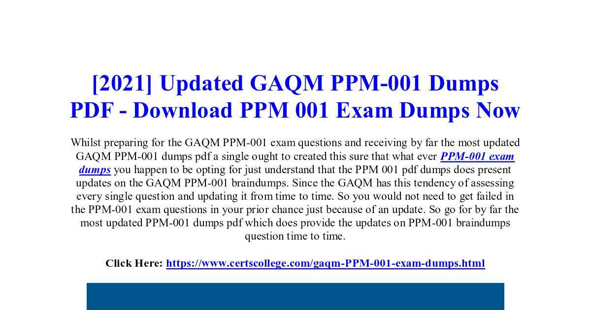 Get GAQM PPM-001 Dumps PDF To obtain Brilliant Result.pdf | DocHub