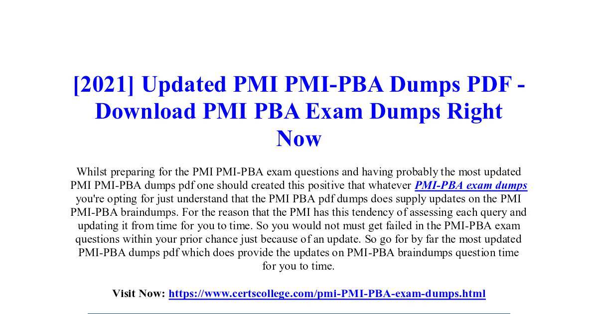 PMI-PBA Valid Dumps Pdf