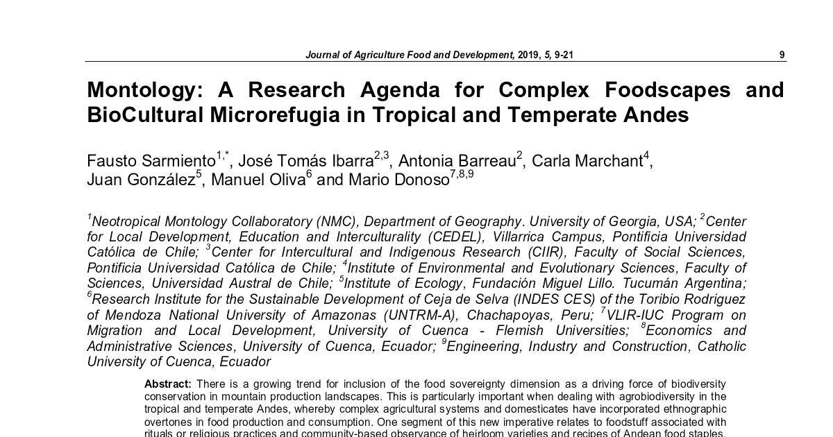 Montology A Research Agenda For Complex Foodscapes And