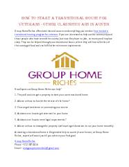 How To Start A Transitional Housing Program For Veterans Group Home 