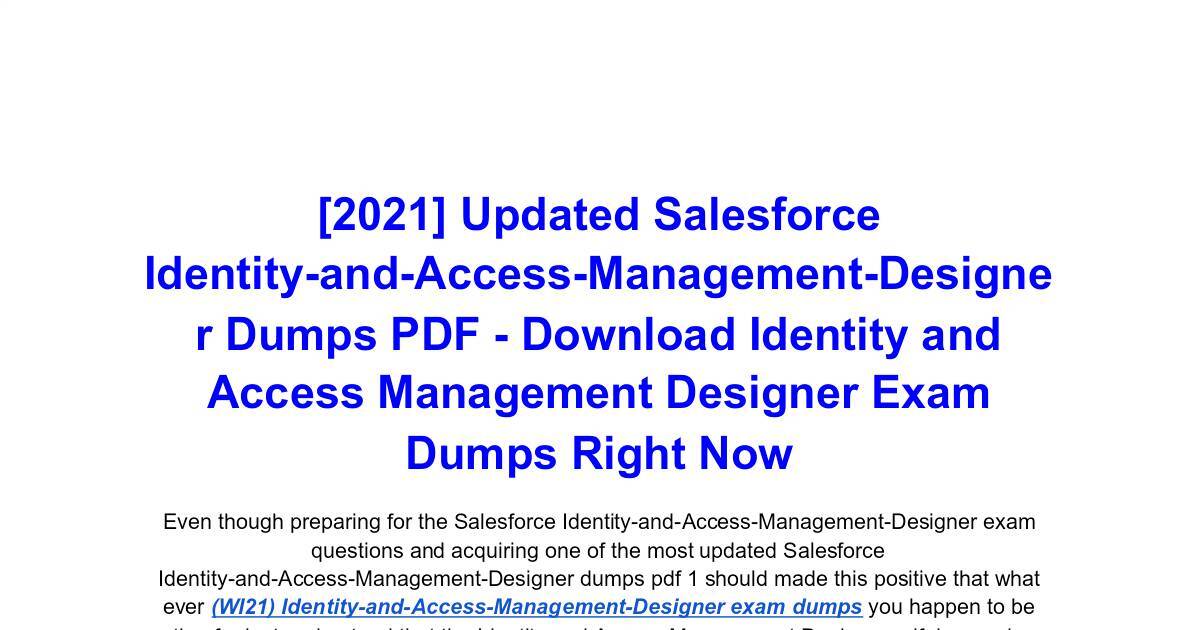 Reliable Identity-and-Access-Management-Designer Exam Blueprint