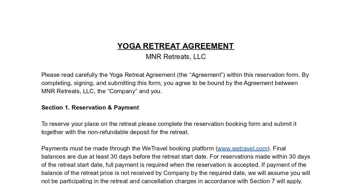 Yoga Instructor Contract Template Yoga Instructor Contract Template