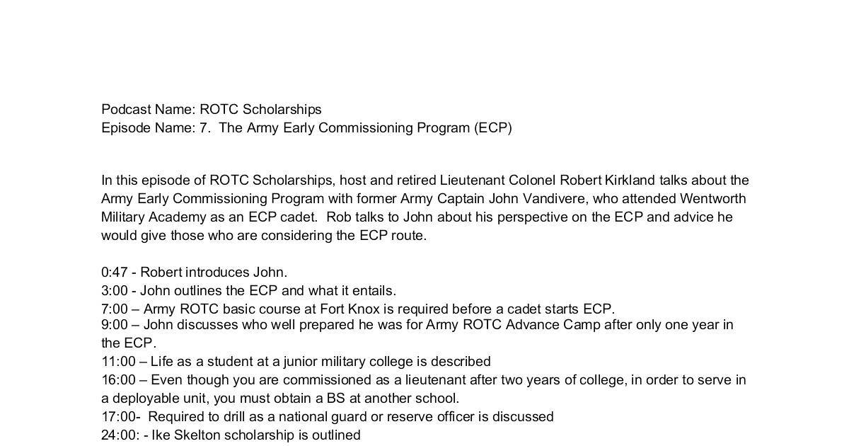 Army Early Commissioning Program Regulation – DKAZB