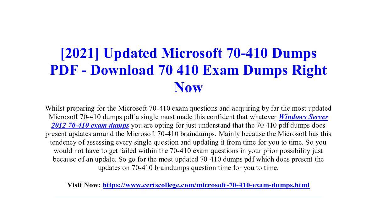 Advanced Microsoft 70 410 Dumps Pdf Exceptional Approach To Prepare 70 410 Exam Pdf Dochub