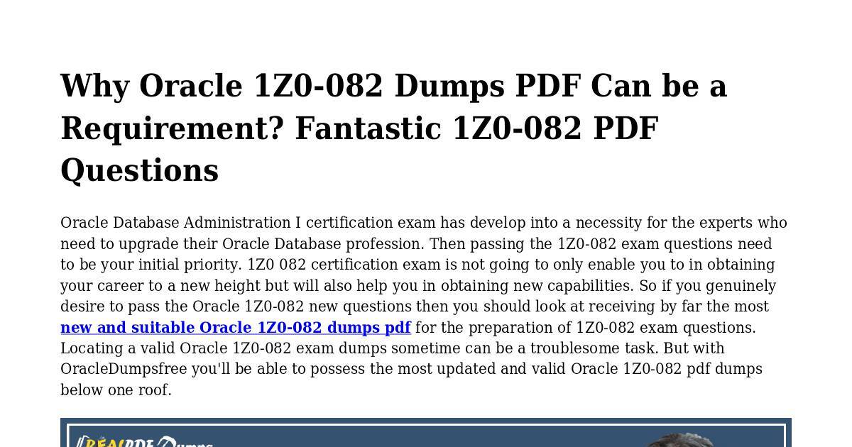 Why It is A lot easier to Succeed With 1Z0-082 PDF Dumps? | DocHub