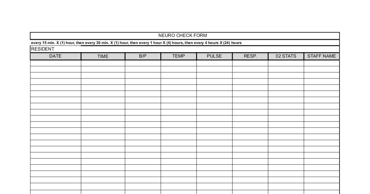 NEURO CHECK FORM | DocHub