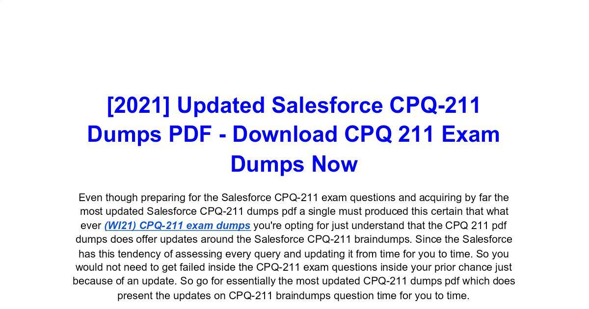 Advanced Salesforce CPQ-211 Dumps PDF - Excellent Strategy to Prepare Sns-Brigh10