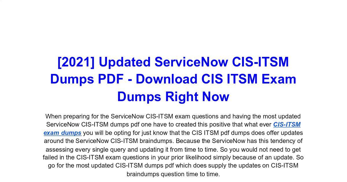 CIS-ITSM PDF Testsoftware
