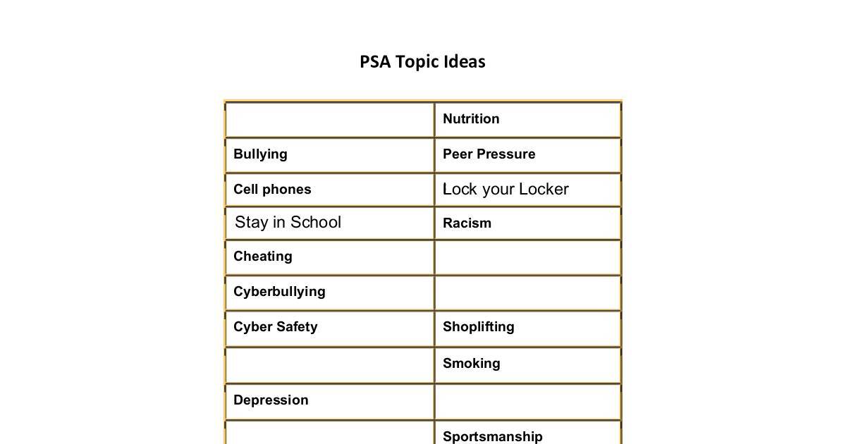 PSA Topics DocHub