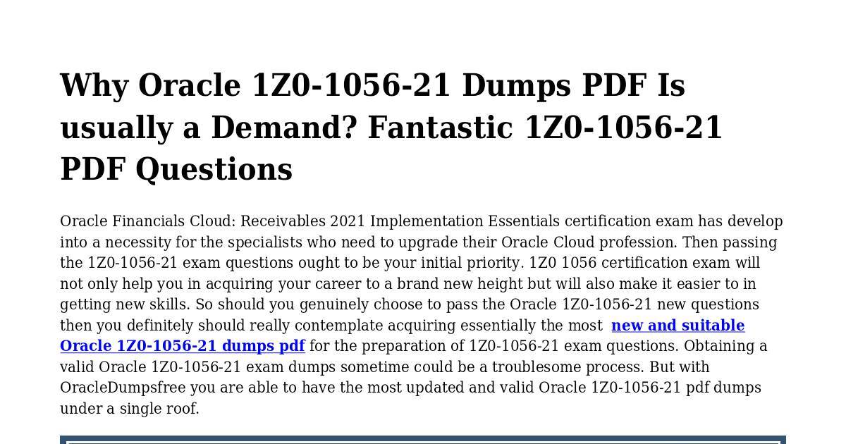 1z0-1056-22 Latest Exam Experience