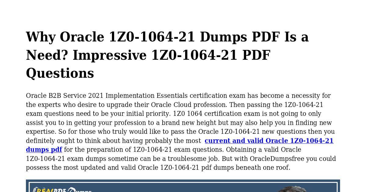 Reliable 1Z0-1064-21 Test Vce