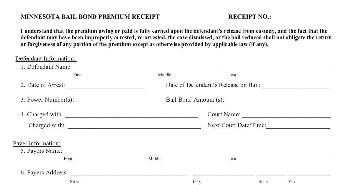 minnesota bail bond premium receiptpdf dochub