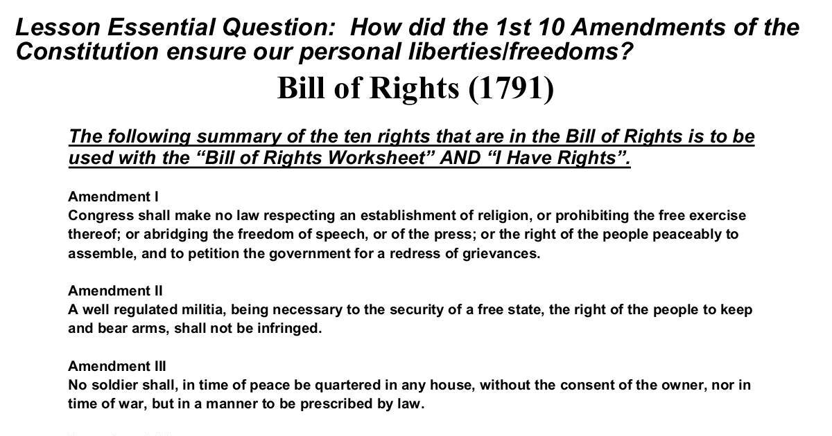 I have rights worksheet answers