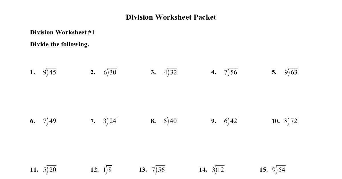 division worksheet packetpdf dochub