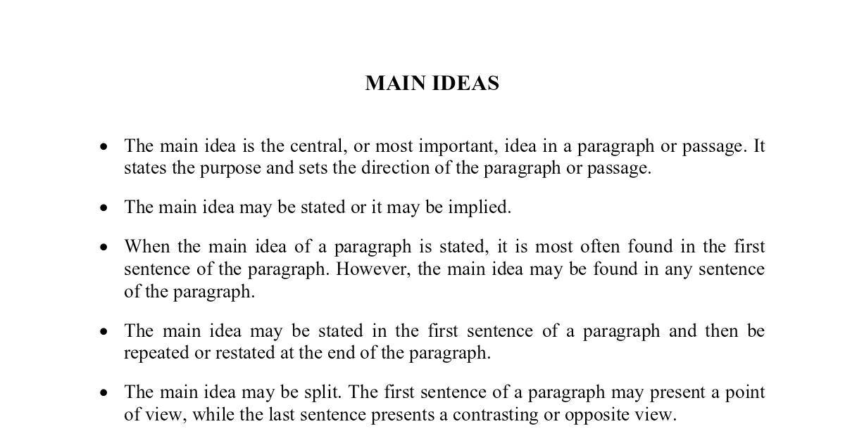 Main Idea Paragraph Example.pdf MAIN IDEASrevised815.pdf | DocHub
