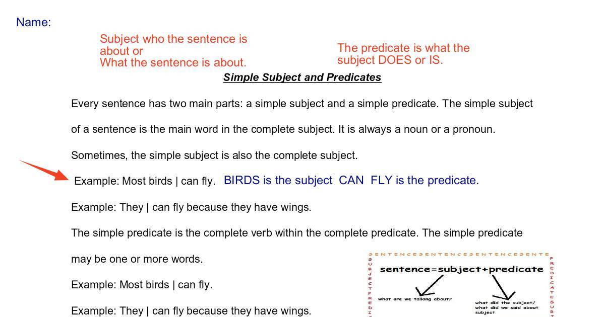 What Is A Simple Subject And A Simple Predicate