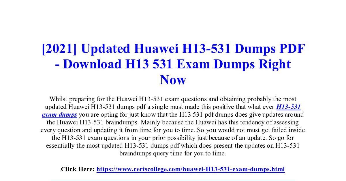 H13-531_V2.0 New Dumps Questions