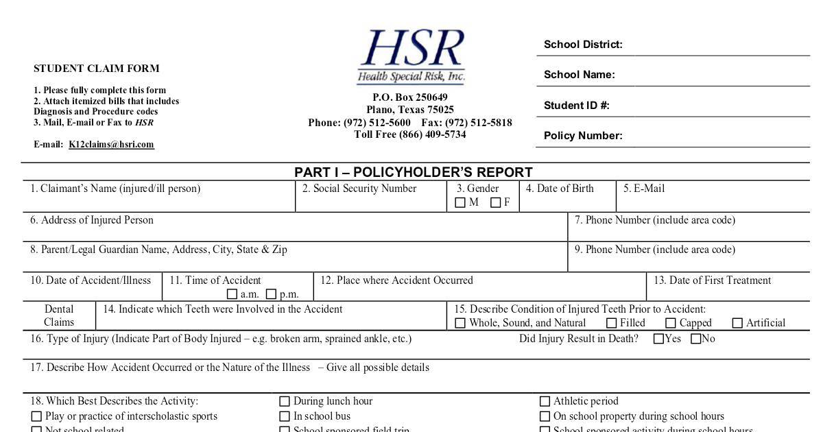 Student Accident Insurance Claim Form.pdf DocHub