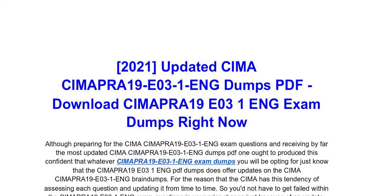 CIMAPRA19-F03-1 Pass Guaranteed