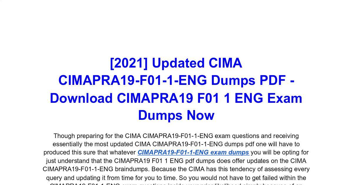 Reliable CIMAPRA19-F03-1 Dumps Questions