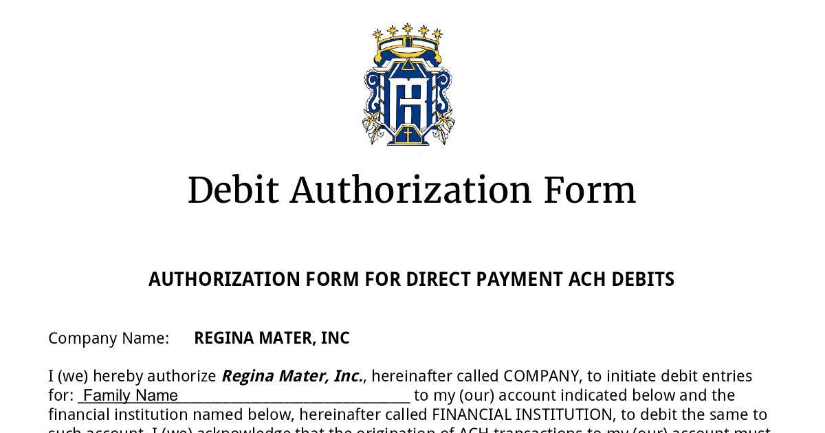 Bank Debit Authorization | DocHub