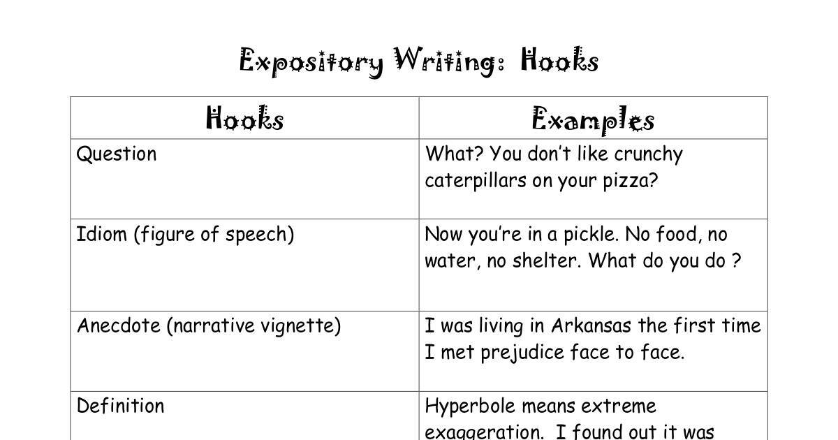 writing a hook for an expository essay