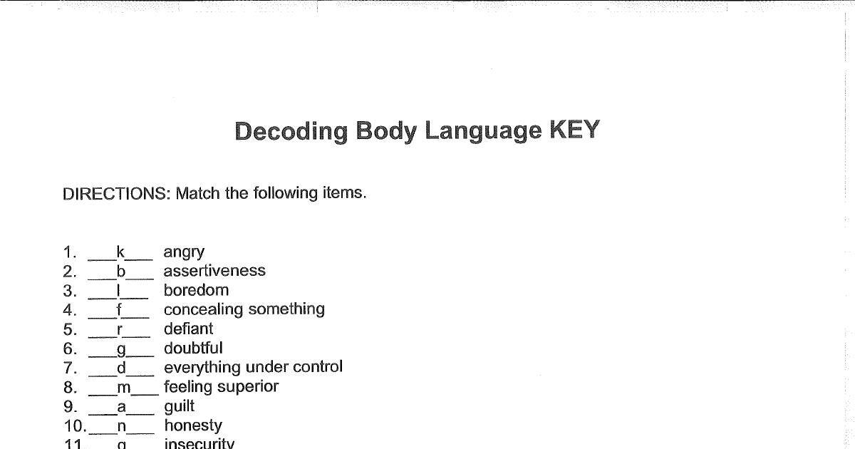 Decoding Body Language Key | DocHub Decoding Body Language Key | DocHub