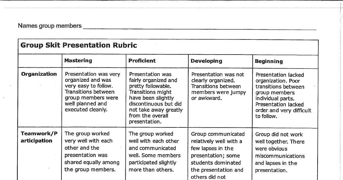 Rubric for presentation pdf image