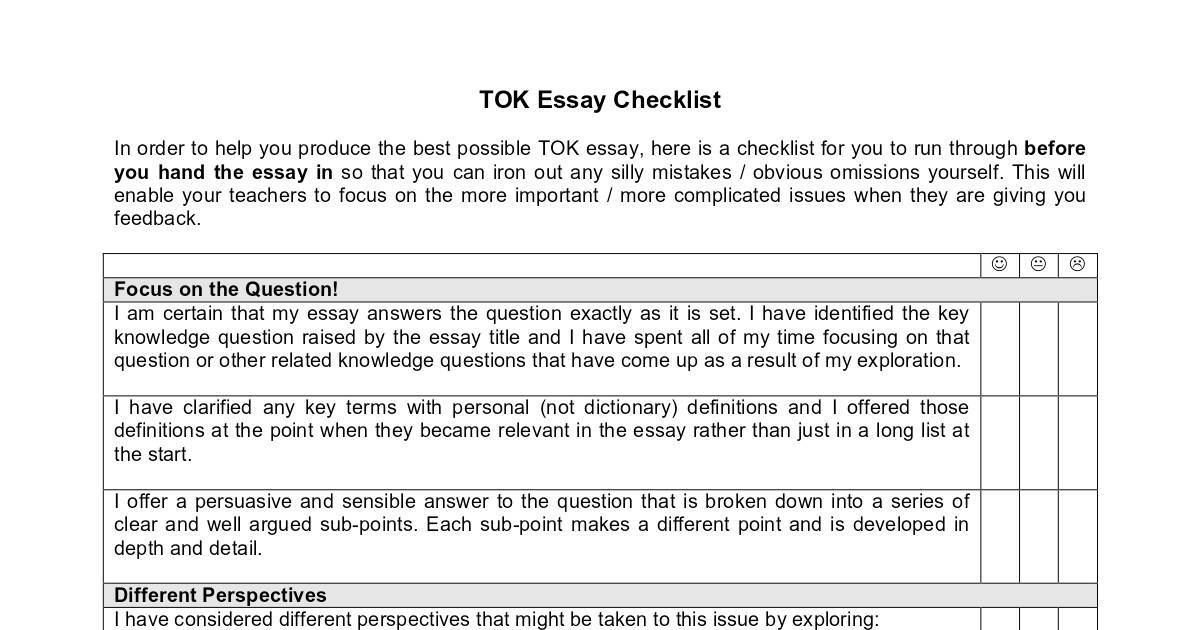 Help writing tok essay