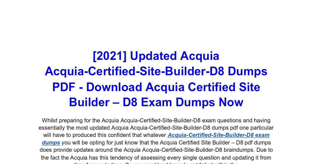 Routinely Updated Acquia Acquia-Certified-Site-Builder-D8 Dumps PDF Sns-Brigh10