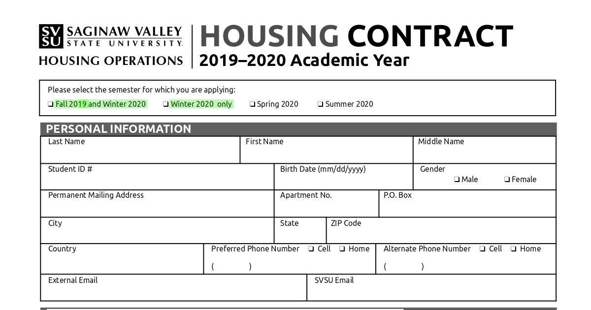 201920 Housing Contract.pdf DocHub
