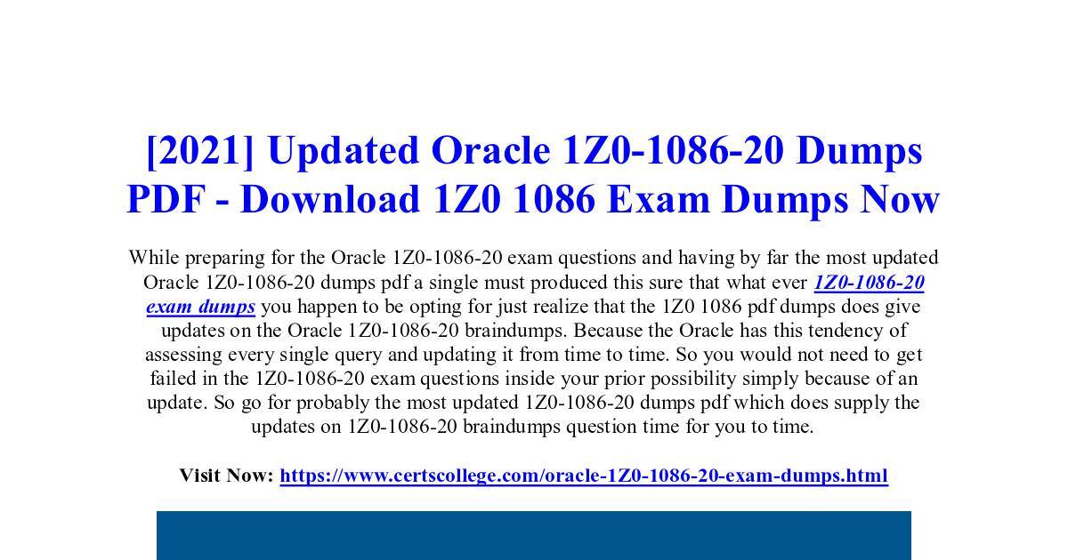 Most Accurate Oracle 1Z0-1086-20 Dumps PDF - Recognize How You can Sns-Brigh10