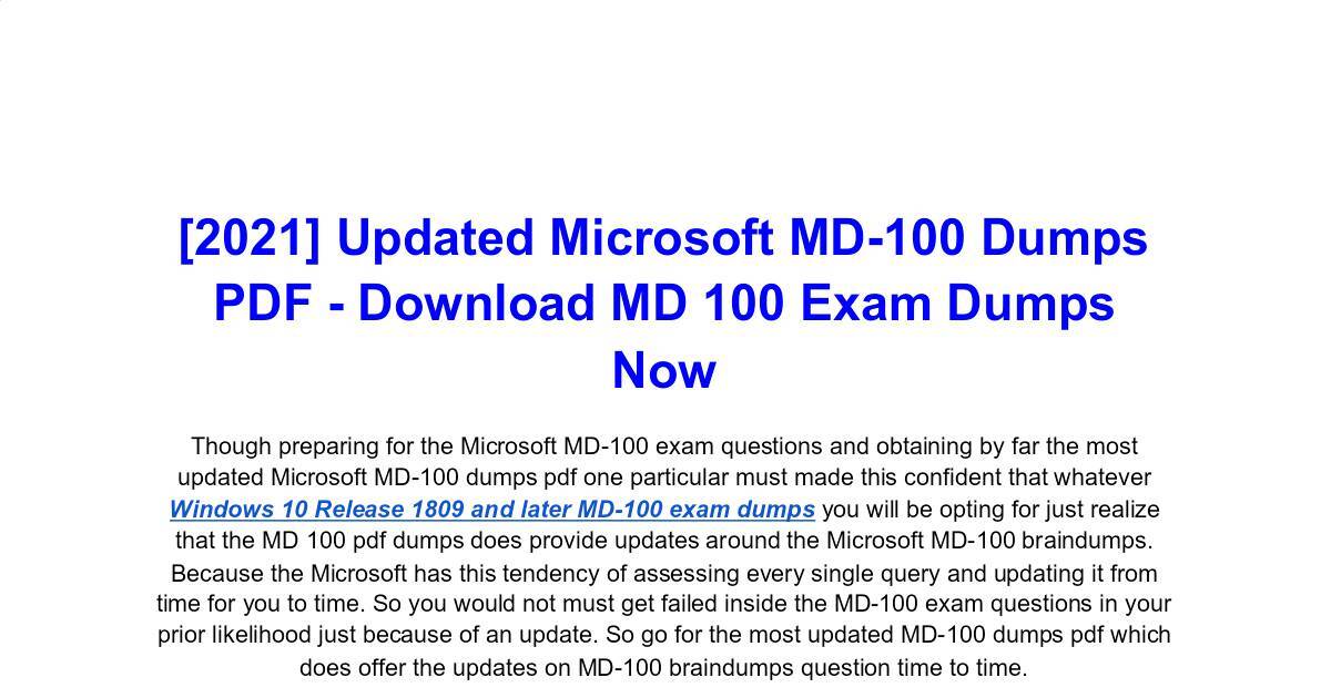 MD-100 Reliable Exam Sims