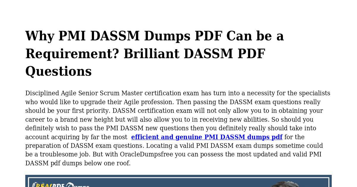 DASSM PDF Dumps Will Assist To Prepare Exam Now | DocHub