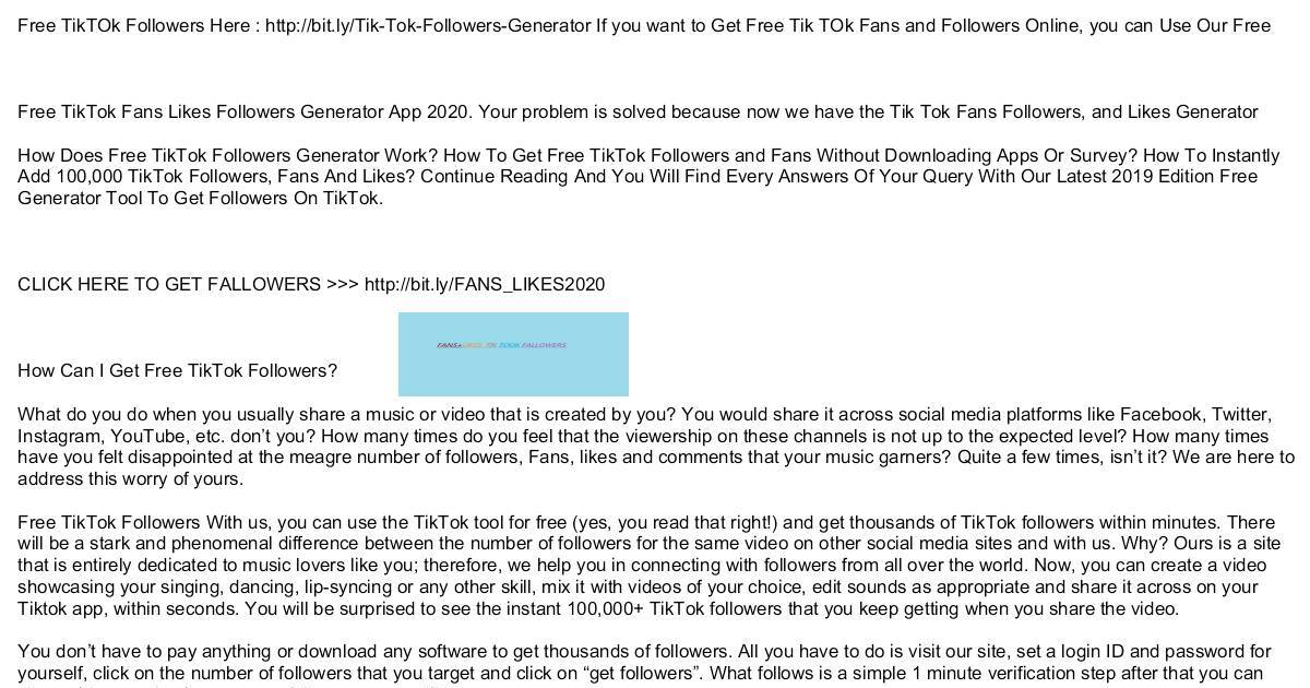 {{BOSTED!!}} Free TikTok Fans Likes ((Followers Generator ... - 1200 x 630 jpeg 141kB