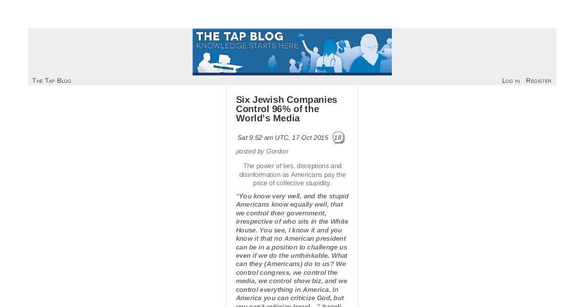 Six Jewish Companies Control 96 Of The Worlds Media Dochub